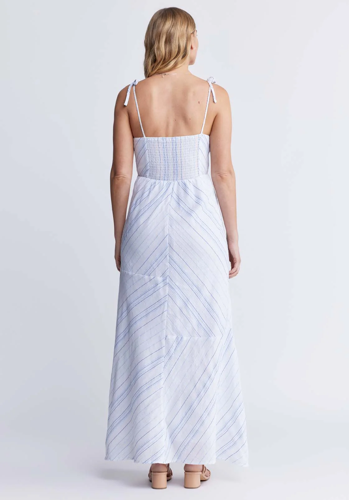 Floriane Women’s Striped Maxi Dress in White & Blue - WD0045P - Image 4