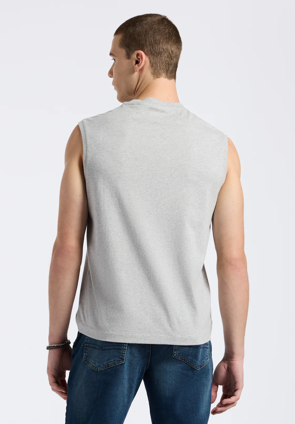 Kingster Men's Relaxed Fit Jersey Tank Top, Heather Grey - BM24601 - Image 4