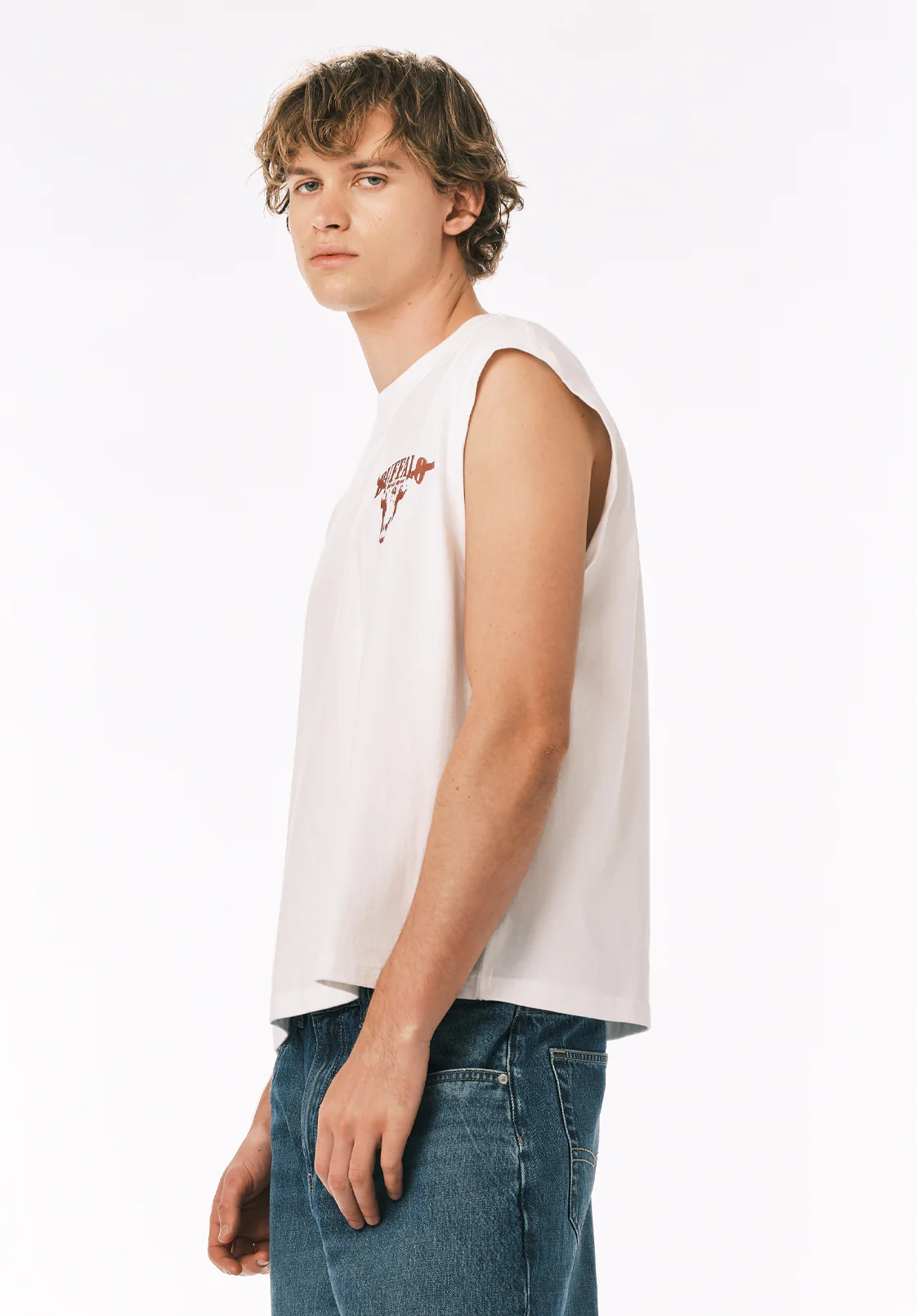 Kurt Men’s Cropped Graphic Tank, White - BM24854 - Image 5